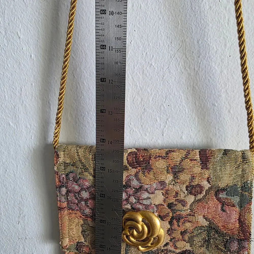 Vintage Tapestry Floral Crossbody Purse Rope Strap